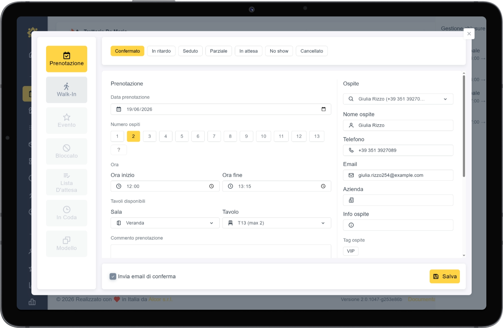 Screenshot dashboard